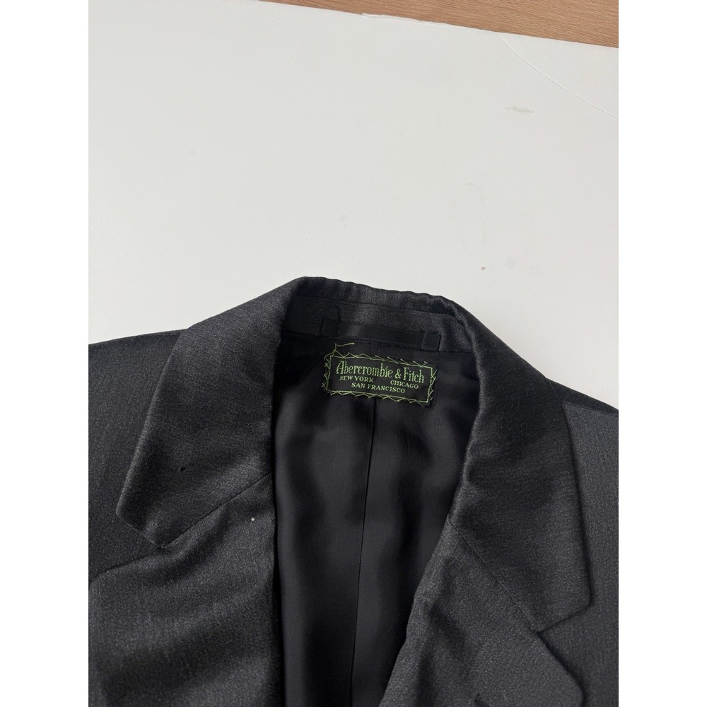 Vintage 60s Abercrombie And Fitch Blazer Trench Jacket 42 Reg /XL Grey Wool - Picture 5 of 11